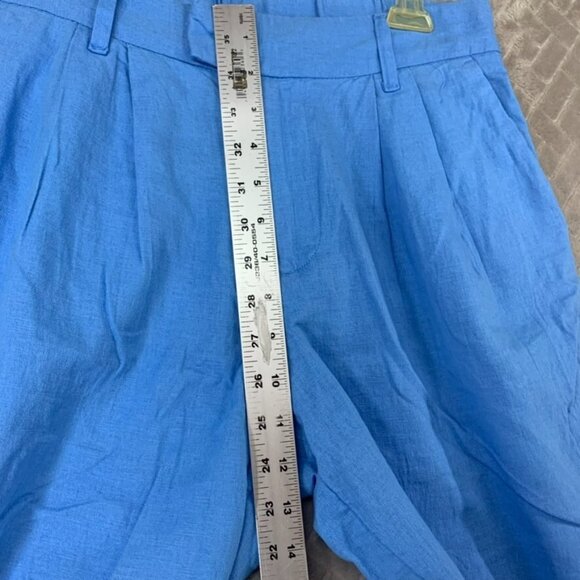 A New Day Womans 6 Linen Blend Pants Blue High Rise Baggy Straight Leg - Picture 8 of 15